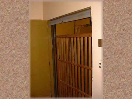 Inside the old freight elevator